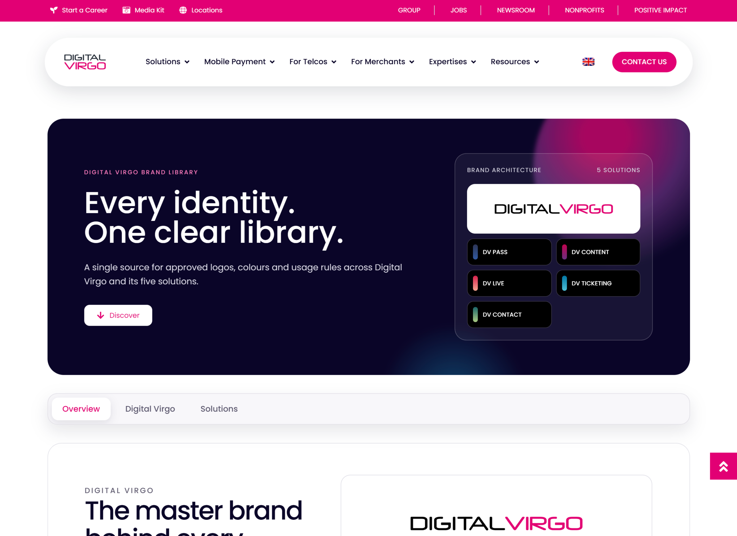 Aperçu desktop de la refonte UI/UX Digital Virgo